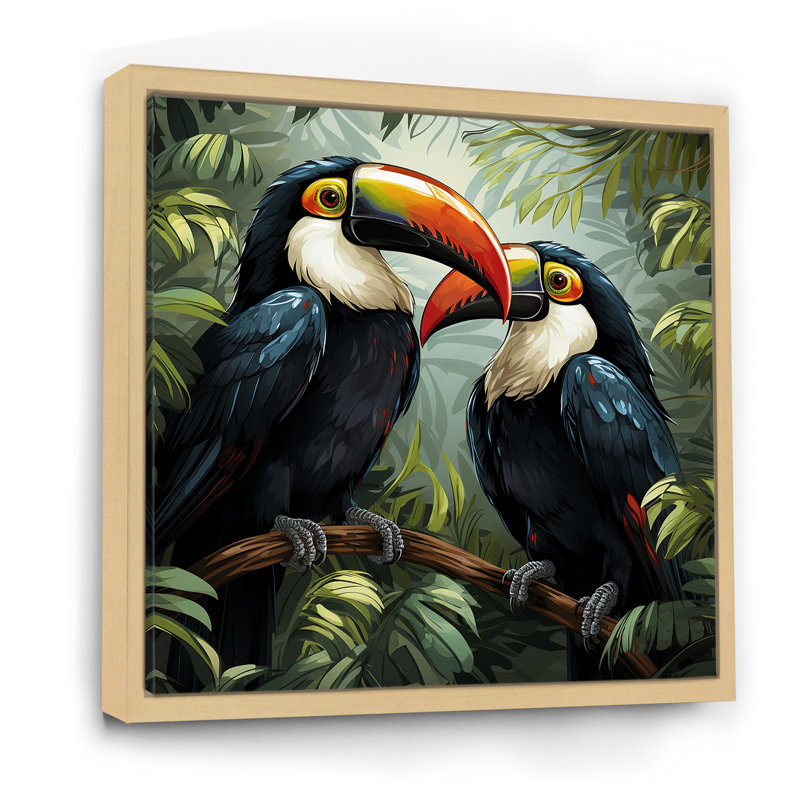 Toucans verts verts - art mural oiseau, Brun, H 30 po x l 30 po