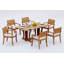 6 Seats 7 Pcs Grade-A Teak Wood Dining Set: Warwick Console Folding Rectangle Table And 6 Travota Stacking Arm Chairs #11TV1506-1730079682