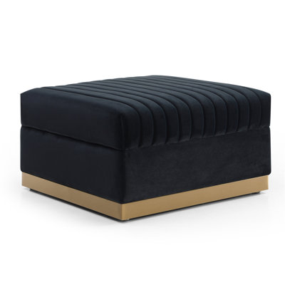 Contemporary Vertical Channel Tufted Velvet Big Size Ottoman Modern Upholstered Foot Rest For Living Room Apartment -  Everly Quinn, E08AE6F75E75403580C1C106B2E9D88C