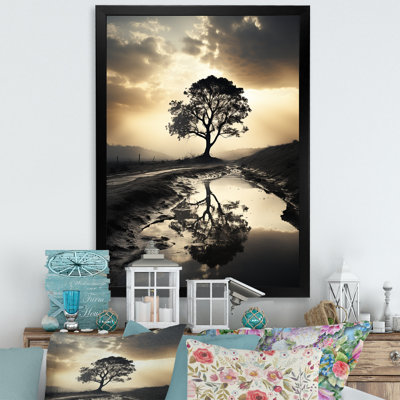Natures relaxantes, arbre, photo monochrome encadrée