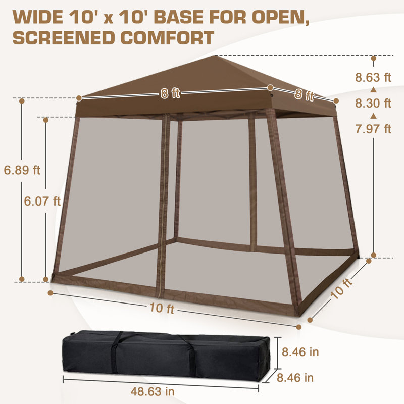 Pavillon de jardin escamotable 10 pi. L 10 pi. Pavillon de jardin en D, Brun