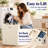 Laundry Basket 95L – Large Laundry Hamper with Lid, 2-Compartment Divided Clothes Sorter with Removable Hamper Bags, Beige Organizer for Laundry Room, Bathroom & Bedroom, 22.2" x 16" x 27.4"-1619223465-1619223471