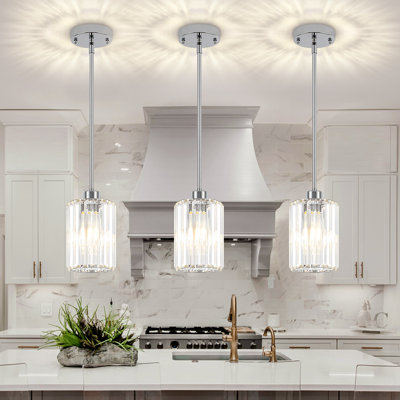 Bette 1-Light Modern Crystal Single Pendant Light With Adjustable Height