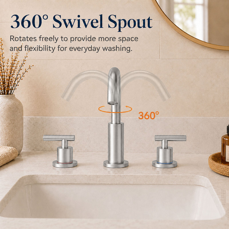 Widespread Double Handle Bathroom Faucet, Brushed Nickel