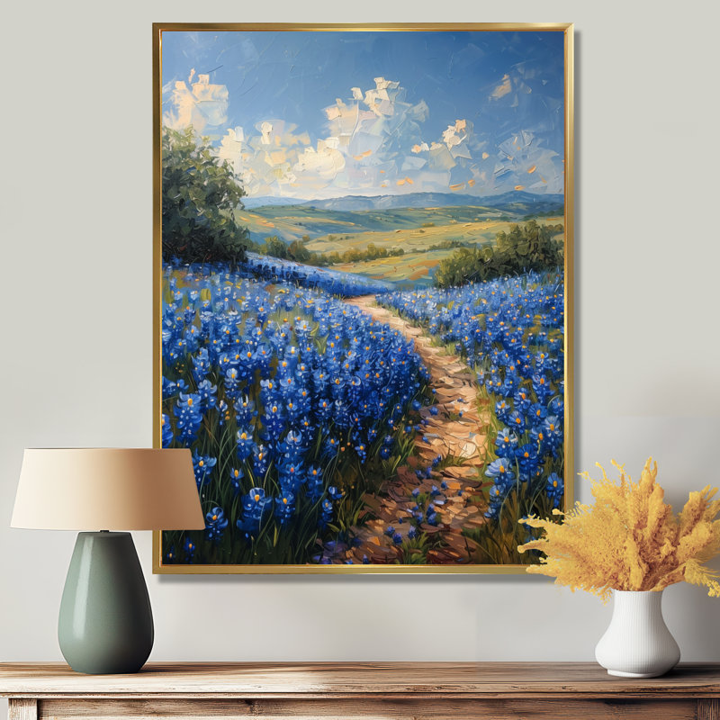 «Summer Morning Magic Blue Bonnets Fields I - Blue Bonnets», reproduction d'art murale, H 24 po x l 32 po x P 1 po
