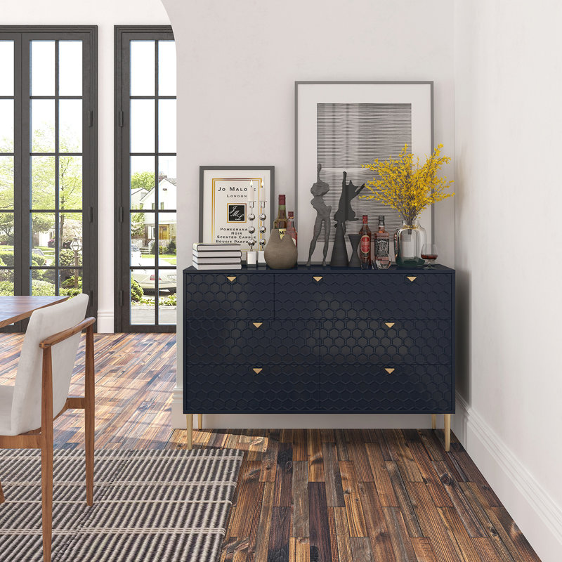 Armoire d'appoint avec 7 tiroirs Modern, Bleu