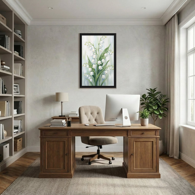 Plantes et fleurs fleurs de muguet sur toile, H 18 po x l 12 po