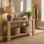 Console en bois massif 70,87 po, canapé de style campagnard étroit avec double rangement pour l'entrée, le couloir et le salon, brun chêne clair