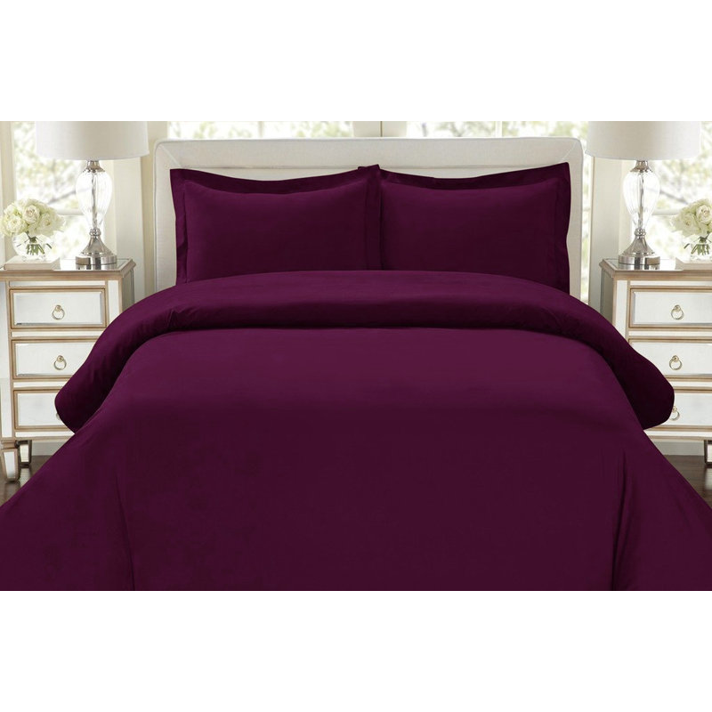 Ensemble de housse de couette réversible en microfibre à densité de tissage 1500 avec taies décoratives, Violet