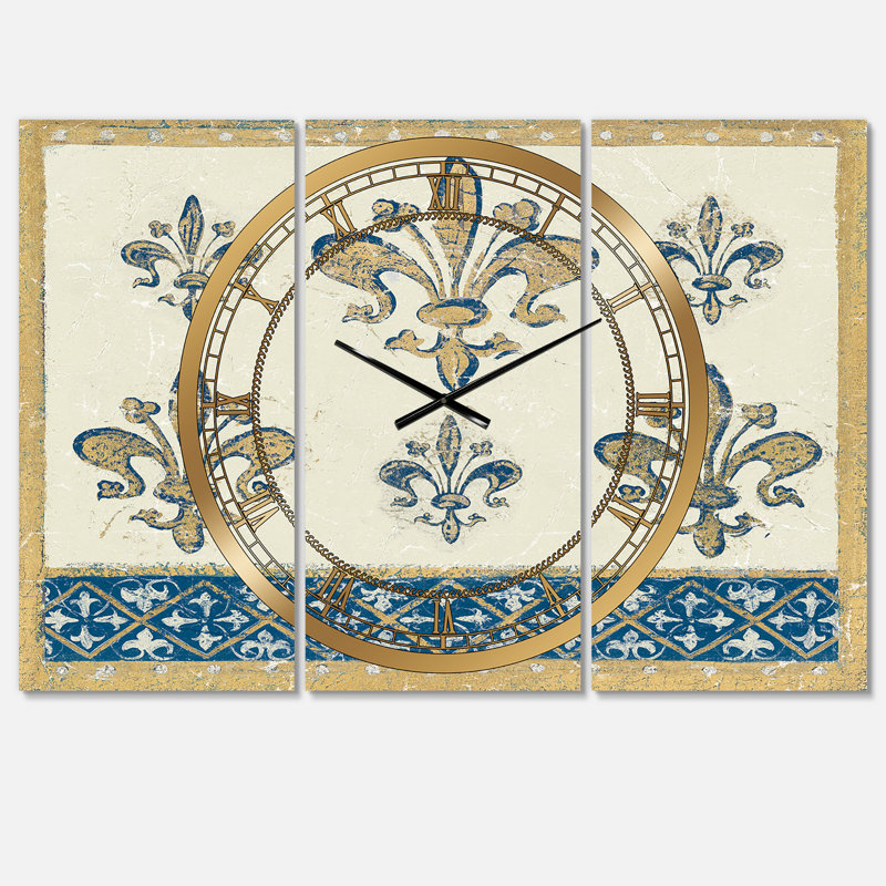 Fleur de Lis - Motif doré - Horloge murale traditionnelle