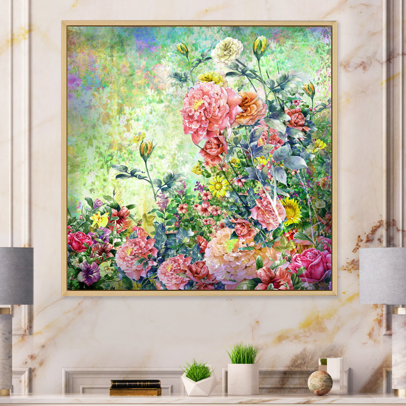 «Modern Modern Pink And Green Summer Garden III», reproduction d'art sur toile, H 36 po x l 36 po x P 1,5 po