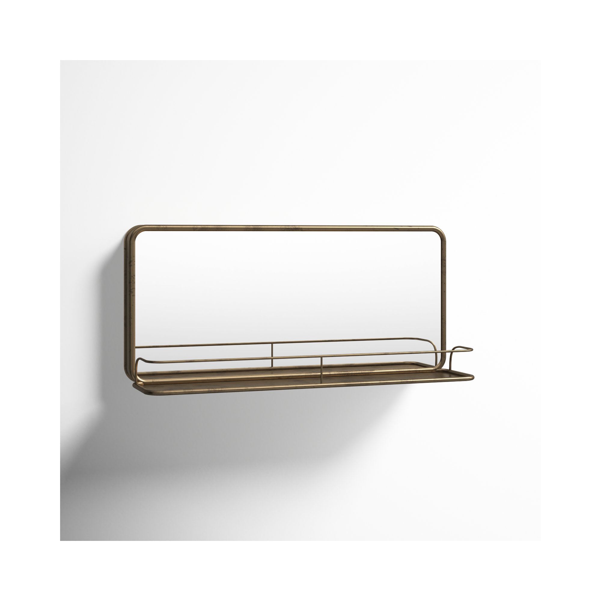 Redrow Iron Wall Mirror, Brass/Gold