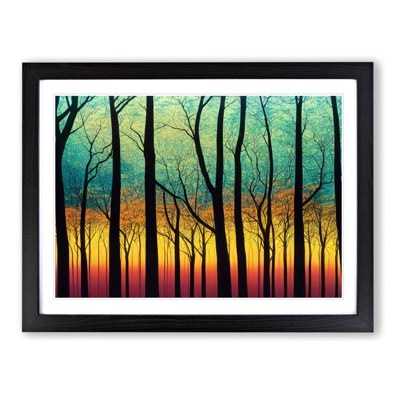 Refined Abstract Forest - Single Picture Frame Print, 46cm H x 64cm W x 2cm D, Black Framed