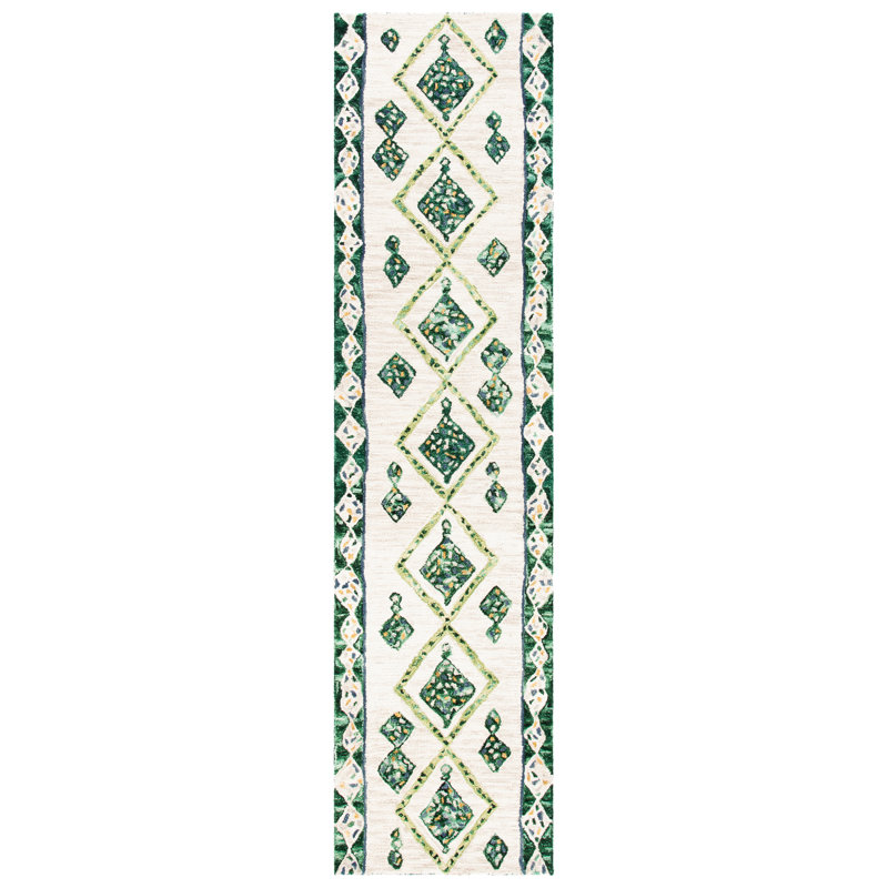 Tapis en laine touffeté à la main Southwestern, Tapis de couloir 2 pi 3 po x 9 pi