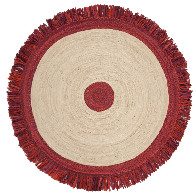 Tapis en jute de coton tissé à la main Abhay, Rond 3 pi