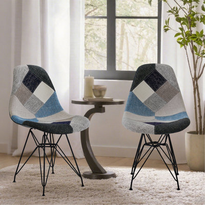 Chaise d'appoint en tissu de style bohémien avec pieds chromés