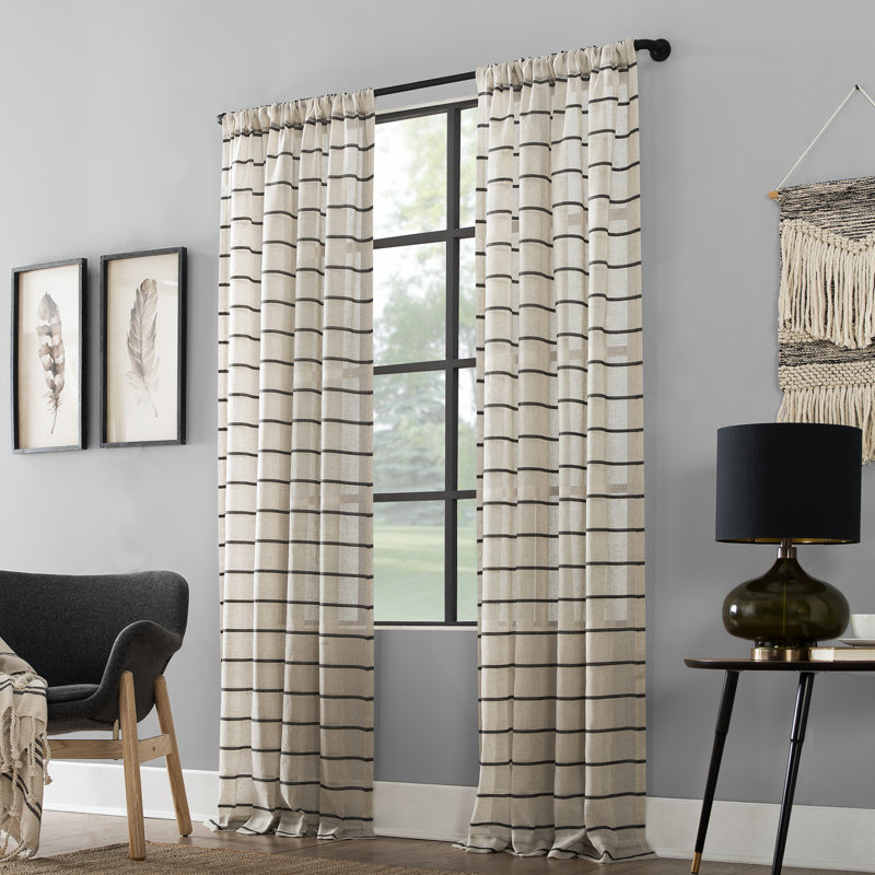 Panneau de rideau diaphane Clean Clean, Noir, l 52 po x L 84 po