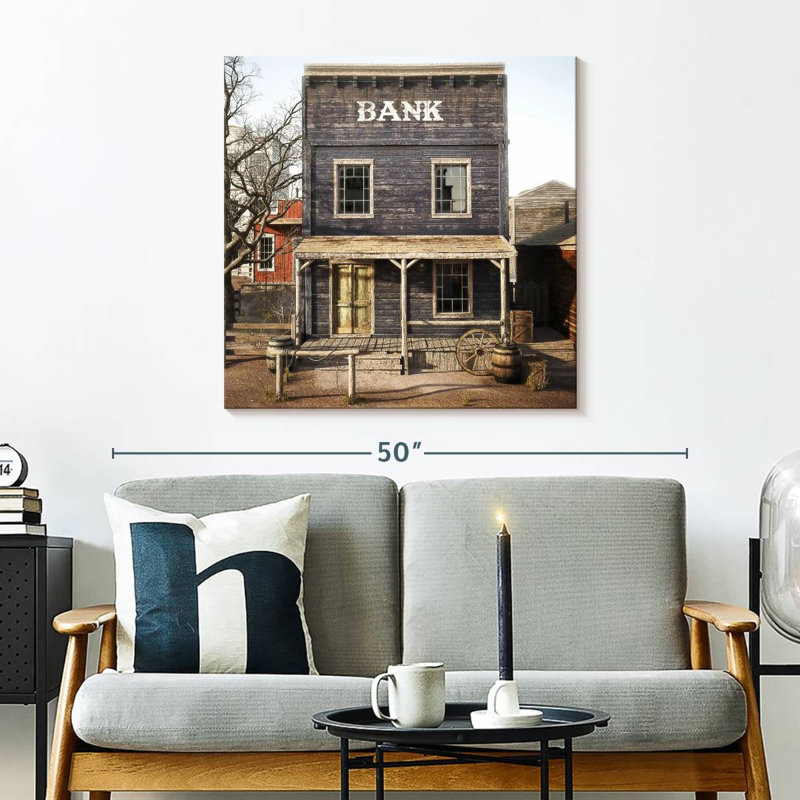 Lelar Western Town Bank, H 30 po x l 30 po