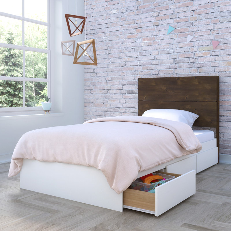 Bourquin Platform Storage Bed, Queen, Truffle/White