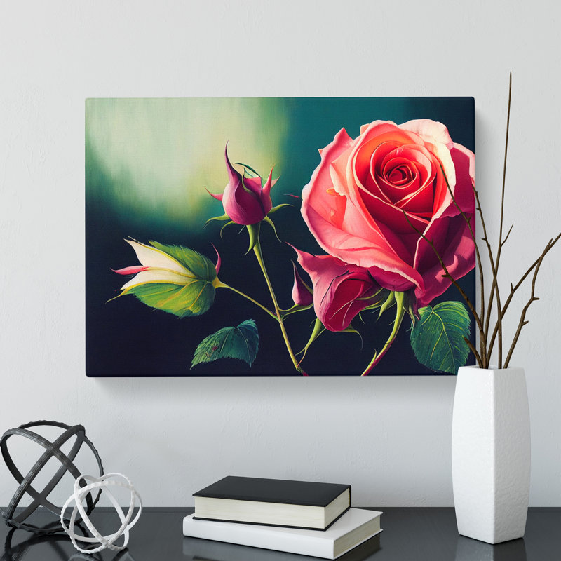 Splendid Rose Flowers - Wrapped Canvas, 35cm H x 50cm W x 3cm D