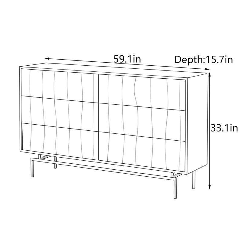Solid Wood Retro Entry Cabinet, 33.1" H x 59.1" L x 15.7" W