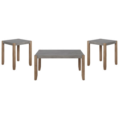 Aston Rustic Industrial 3 Piece Coffee Table Set With 36"W Coffee Table Two 21"W Square End Tables