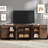 Scarboro Modern TV Stand And Coffee Table Set Of 2, Storage Entertainment Center For Tvs Up To 100 Inch, Square Center Table With Tempered Glass And 4 Storage Drawers For Living Room,Brown