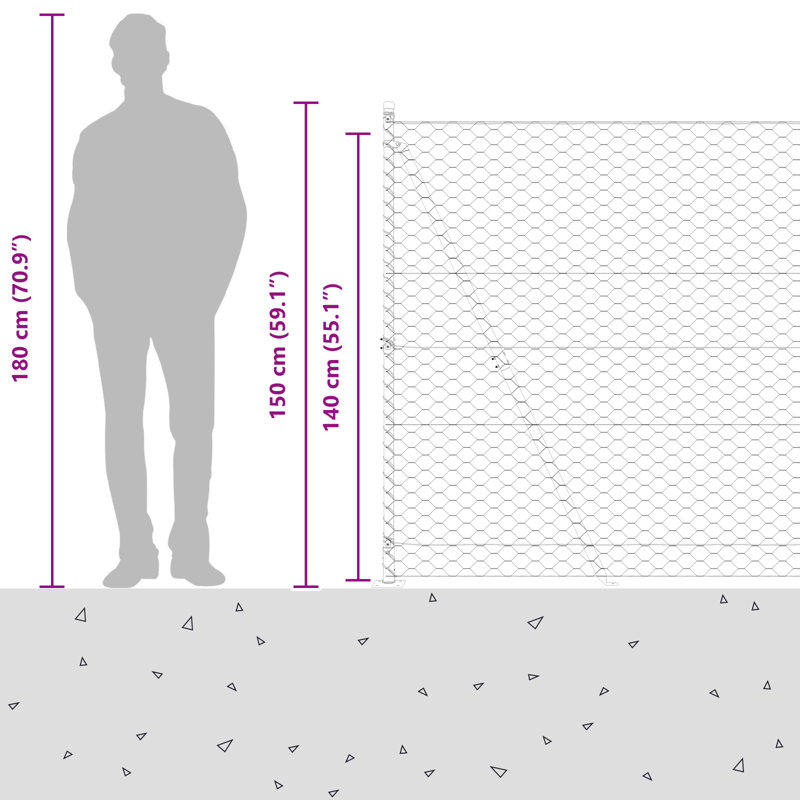 Vidaxl Hexagon Fence Steel, Green, 140cm H x 5000cm W