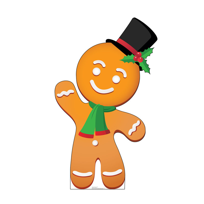 65'' Festive Gingerbread Man Cardboard Standup with Hat and Scarf