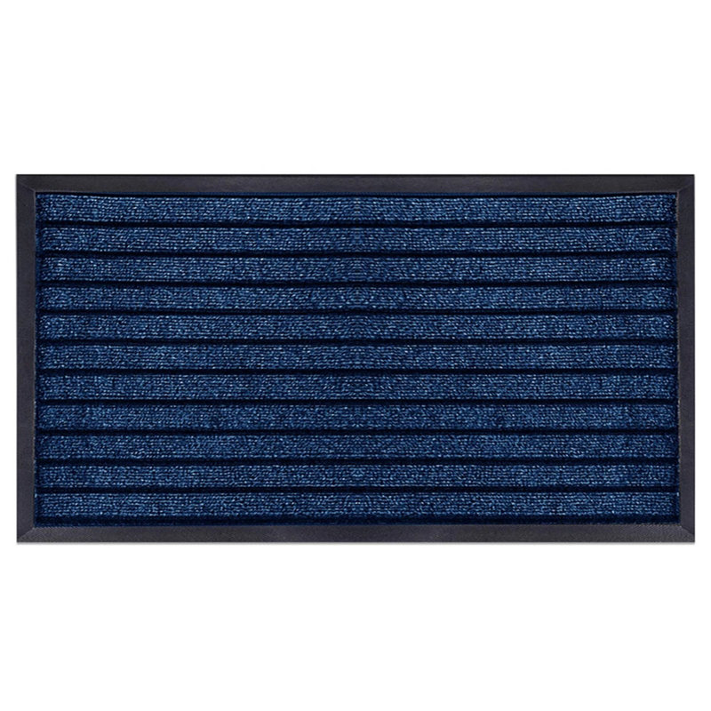 Heavy Duty Dirt Trapper Door Mat & Hallway Runner – Non-Slip Indoor Outdoor Washable Rubber Backed Entrance Mat, Blue