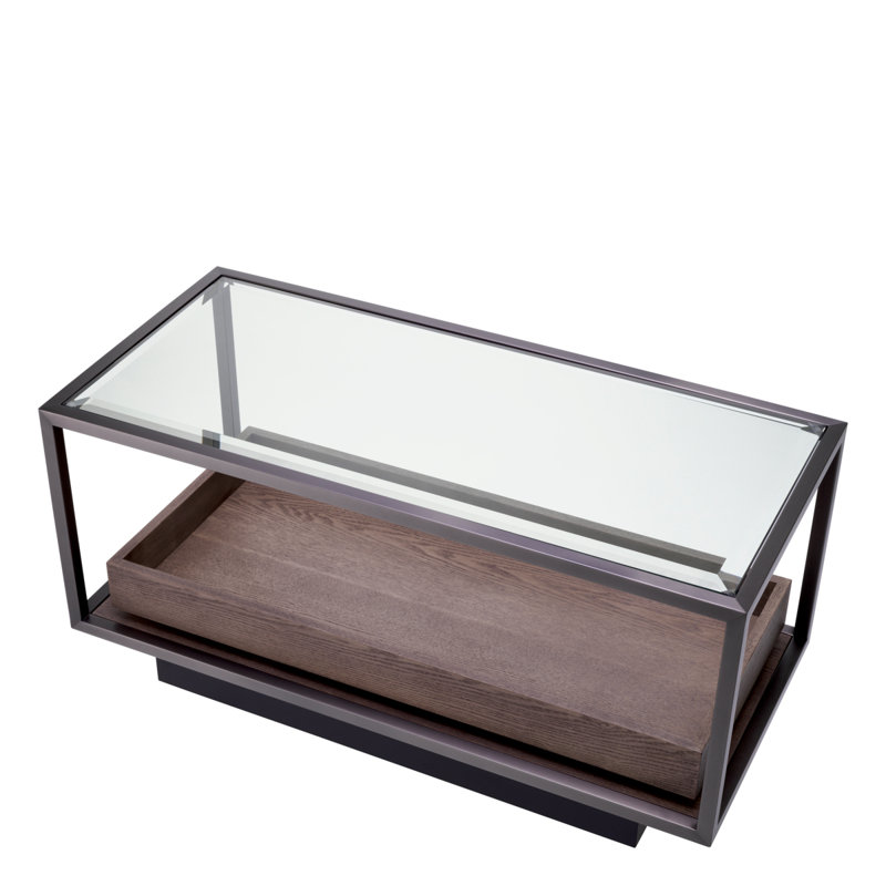Roxton Glass Top End Table, Bronze/Gray