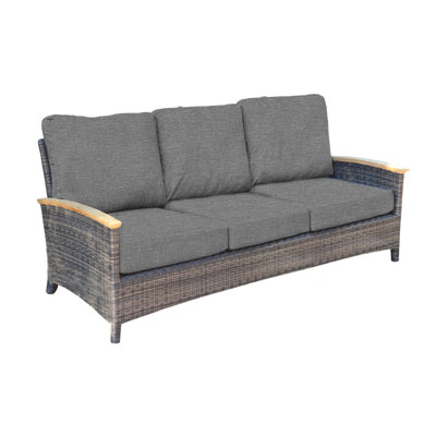 Bella 79.75" Wide Outdoor Wicker 3 - Seater Patio Sofa with Cushion