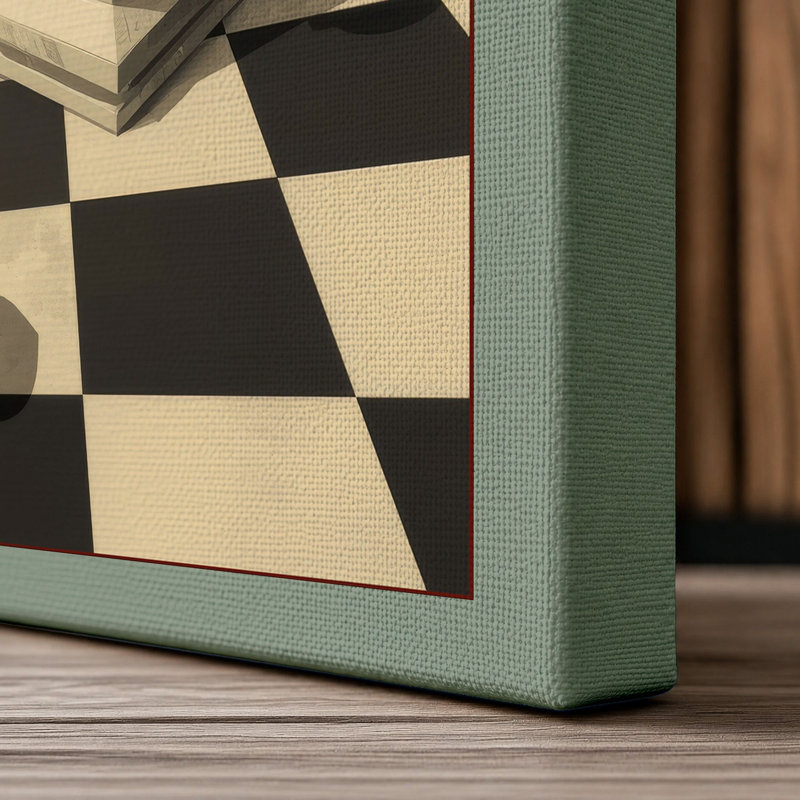 Knight's Gambit Geometric - Wrapped Canvas, 24x16 - 61.0 x 40.6 cm, Sage Border