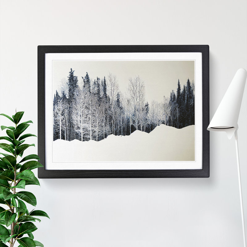 Engaging Winter Forest - Single Picture Frame Print, 46cm H x 64cm W x 2cm D, Black Framed