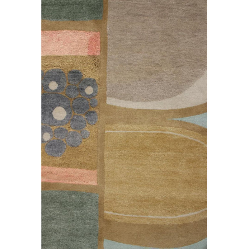 Hand Knotted Geometric Area Rug, Rectangle 6' x 9'
