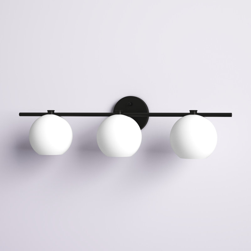 Éclairage pour meuble-lavabo en verre Drinkard, Noir, Blanc, 3 lumières