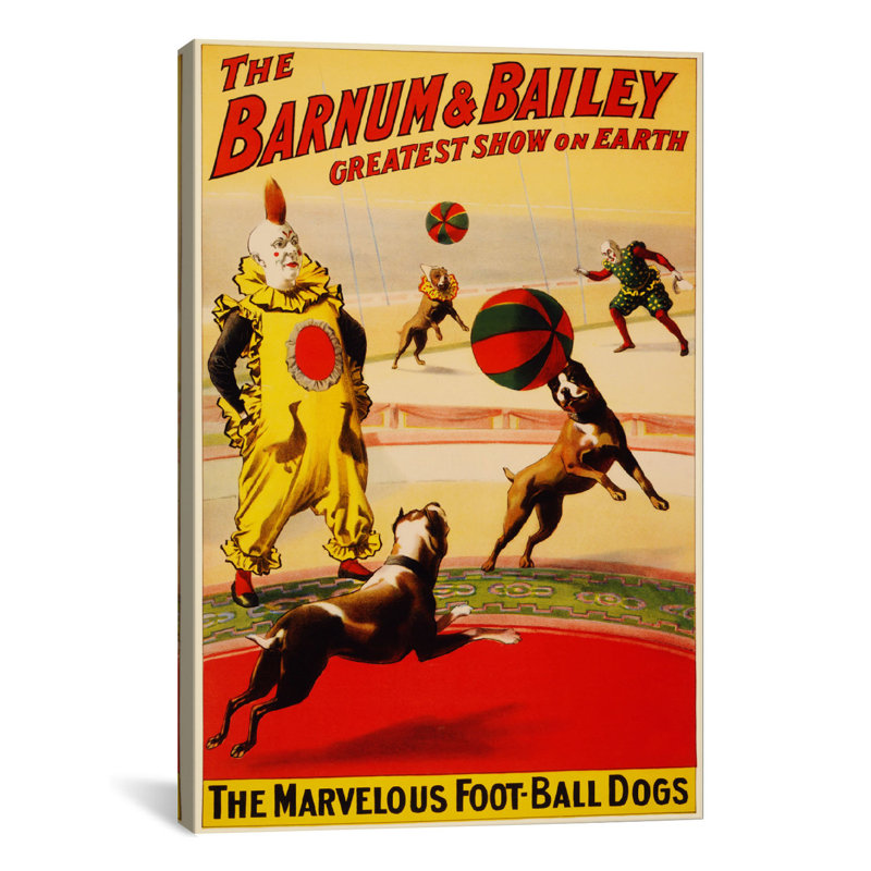 Publicité rétro sur toile Barnum & Bailey Circus, H 12 po x l 8 po x P 0,75 po