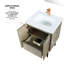 Rustique 24 po Large meuble-lavabo, comptoir en quartz blanc, robinet or rose avec poignée simple et 18 miroirs décoratifs rectangulaires pour salle de bain, trou-121112547