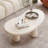 Minimalist Cloud Coffee Table - Curved Cashew Design, Compact Low-Height Centre Table for Living Room & Small Spaces