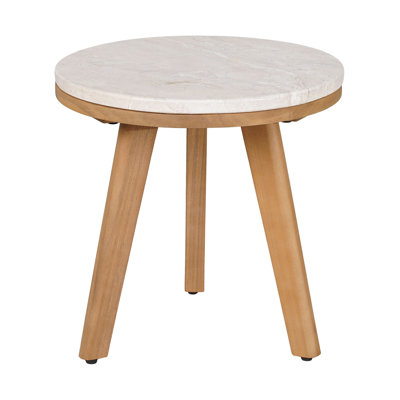 Modern Side Table For Hospitality Living Room Laminated Travertine Solid Wood Durable Accent Table
