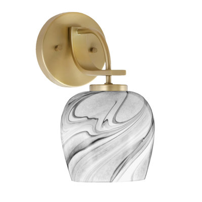 Cavella Wall Sconce Shown With 6" Onyx Swirl Glass