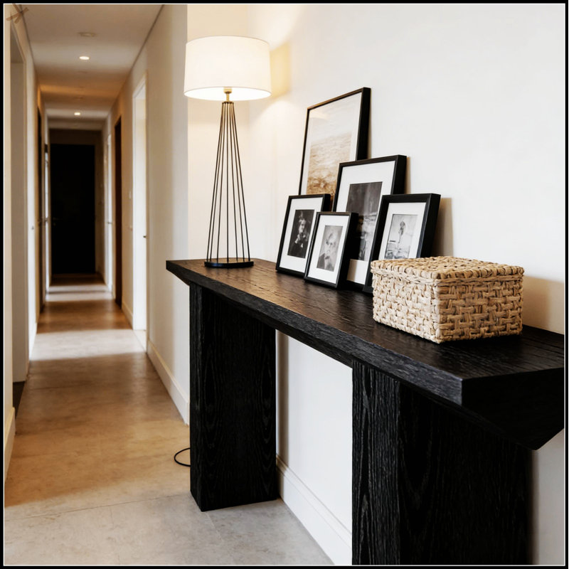 Triangular-Shaped Design Console Table, Sofa Table, Modern Entryway Table With Sleek Aesthetic And Versatile Functionality
