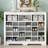ON-TREND Sleek Design 24 Shoe Cubby Console, Modern Shoe Cabinet With Curved Base, Versatile Sideboard With High-Quality For Hallway, Bedroom, Living Room, White-357164917