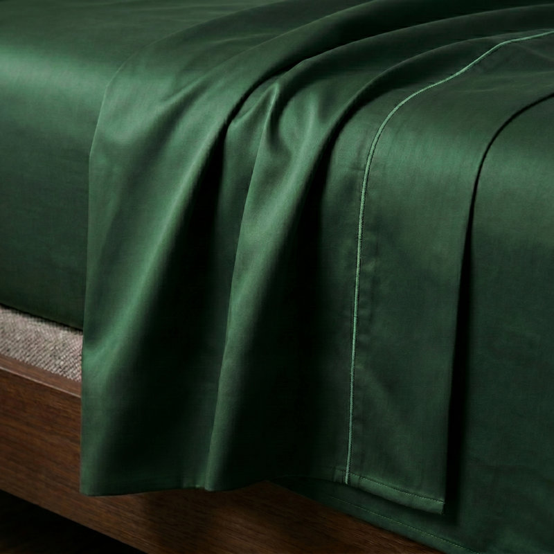 Ensemble de draps 100% coton de qualité supérieure à densité de tissage 300 fils Superior, Vert forêt