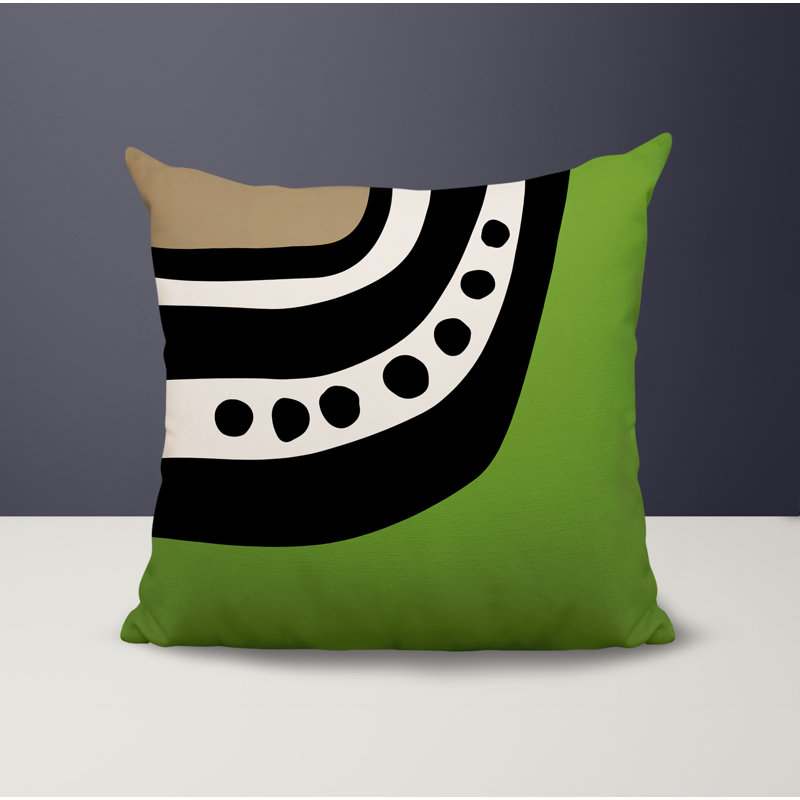 Oreiller carré réversible intérieur / extérieur Tobe Minimalist, H 19 po x l 19 po, Chartreuse/Black/Off-White