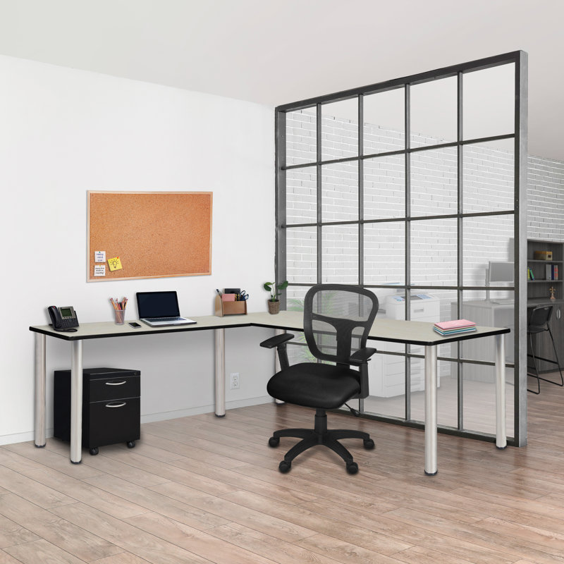 Albaugh Modular L-Shaped Steel, Maple/Chrome