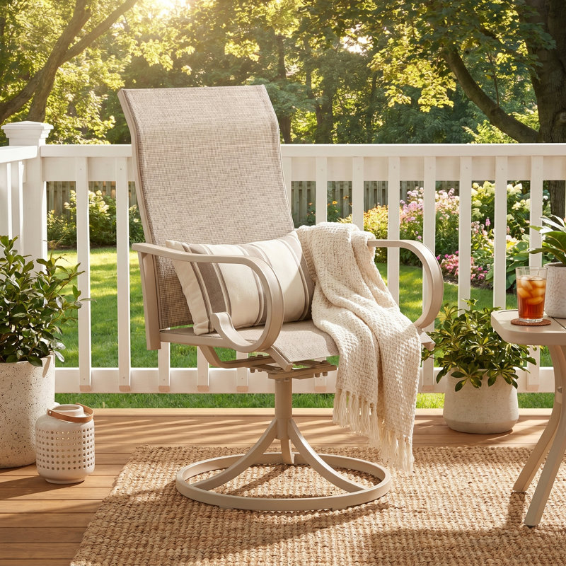 Chaise de patio d'extérieur pivotante en textilène, Sable / coquillage