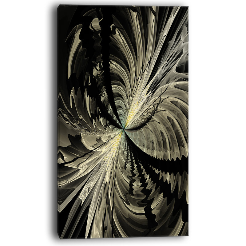 Impression sur toile tendue, "à motif floral noir et blanc", H 32 po x l 16 po x P 1 po