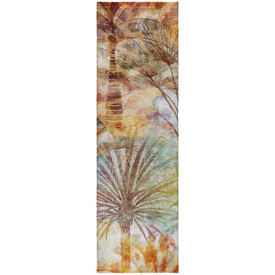 Premium Machine Washable Dream Shag ADS210 Palms Rug
