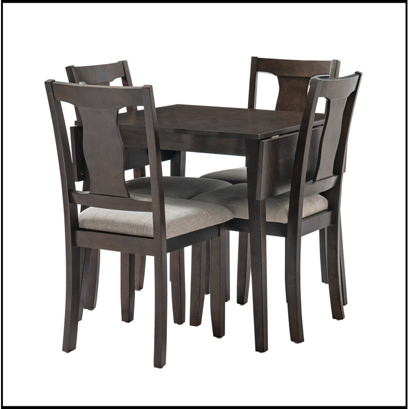Ensemble de salle à manger pliant 5 pièces avec 4 chaises rembourrées, Espresso